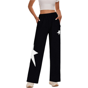 Ventas al por mayor Slim Fit Pantalones Star Patchwork Whole Stretch Long Flare Mujeres Yoga Sport Casual Girl's Sweatpants - Product Image 1