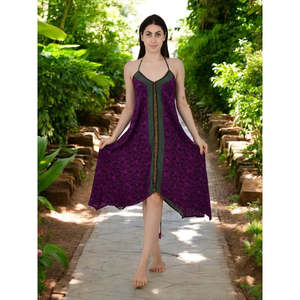 Purple Silk Boho Halter Backless Gypsy Beachwear #1631 Cover-up <b>Swimsuit</b> - Product Image 3