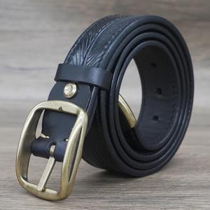 Thick Double-sided <b>Belt</b> Luxury Tactical Jeans <b>Belt</b> <b>Genuine</b> <b>Leather</b> <b>Belt</b> for Men's Pure Copper Custom <b>leather</b> <b>belt</b> Handcrafted - Product Image 5