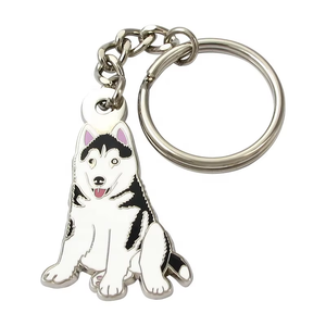 <span class=keywords><strong>Porte</strong></span>-clés personnalisés en métal émaillé rigide pour animaux de compagnie, motif animal de dessin animé mignon, design <span class=keywords><strong>Husky</strong></span> audacieux - Product Image 2