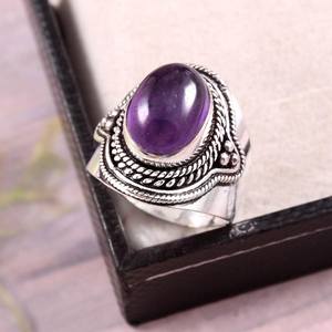 Bague en argent sterling avec pierre précieuse améthyste, bijou ovale, bague artisanale pour femmes, fournisseur en gros - Product Image 5