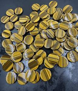 Alta calidad 25mm Ojo de tigre Natural piedras preciosas sueltas Parte posterior plana cabujón redondo para la fabricación de joyas gemas al por mayor - Product Image 3