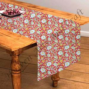 Chemin de Table en Coton Tissé à la Main, Technique d'Impression de Bloc pour Événements de Mariage, Décoration Intérieure, Usage Extérieur - Product Image 6