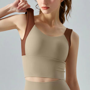 Soutien-gorge de sport pour femmes de haute qualité avec fermeture à glissière sans couture respirant grande taille, coton/fibre de bambou - Product Image 3