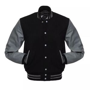 2024 Wholesale Men's Leather Sleeves Baseball Varsity <b>Jackets</b> OEM Manufacturer's High Quality <b>Canvas</b> <b>Jacket</b> Hot Selling Chenille - Product Image 2