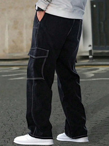 Pantalon cargo décontracté pour homme, coupe droite, vêtements de travail, vêtements de rue, logo personnalisé OEM, multi-poches, randonnée, coupe décontractée - Product Image 4