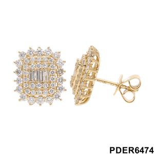 Pendientes de racimo de diamantes de corte cuadrado de oro de 14 quilates de lujo 2.01CTW Diamantes Baguette Pendientes de racimo de diamantes de corte cuadrado de moda - Product Image 2