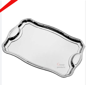 Meilleures ventes Plateau de service en acier inoxydable et métal fini argent au design martelé pour hôtel, restaurant et bar - Product Image 3