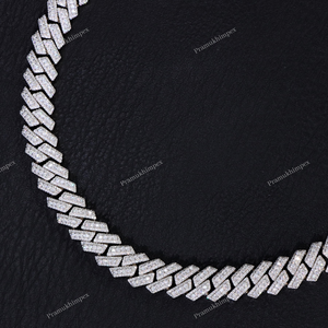 Venta al por mayor 15 mm VVS Moissanite Diamond Bubble Prong Setting Totalmente Iced Out Miami Cuban Link Chain Cadena hecha a mano de alta calidad - Product Image 1