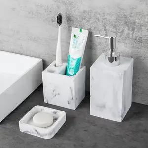 Dernier modèle Ensemble de salle de bain en résine pour hôtels de luxe Vaisselle en quatre pièces et accessoires sanitaires pour une salle de bain élégante au meilleur prix - Product Image 5