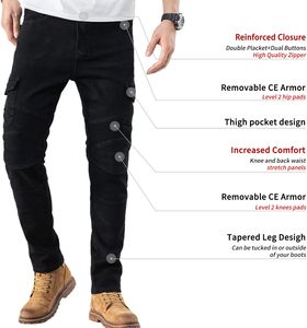 Pantalones Deportivos Unisex para Motociclismo y Automovilismo, Vaqueros de Mezclilla Transpirables con Protección Anti-UV y Armadura CE para Conducción de Aventura - Product Image 2
