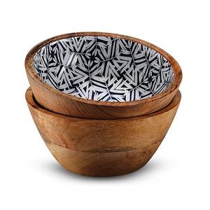 Dernier arrivage Bol de service rond élégant de qualité Bol en bois émaillé pour ustensiles de cuisine Bol en bois au design le plus récent à bas prix - Product Image 2