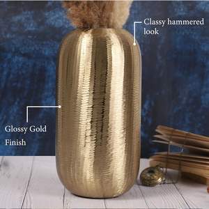 แฟนซีออกแบบทองเหลืองแจกันดอกไม้ตกแต่งสําหรับบ้านและโรงแรมตกแต่งโต๊ะทองสําเร็จรูปแจกันโลหะดอกไม้ - Product Image 4