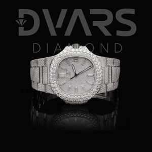 Montre analogique en acier inoxydable plaqué or jaune avec cadran en verre, design original de luxe, mouvement mécanique ETA, diamant moissanite, étanche 3 BAR - Product Image 5