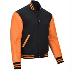 แจ็กเก็ตเบสบอลวิทยาลัยสำหรับผู้ชายเสื้อแจ็กเก็ตปักลายหนังแขนยาวผ้ากำมะหยี่ปักลาย - Product Image 3