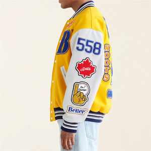 Veste bomber universitaire unisexe en chenille brodée avec patch, nouvelle collection OEM, pour homme - Product Image 3