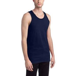 Bleu marine couleur OEM personnalisé vêtements pour hommes grande taille débardeurs Gym Fitness coton respirant High Street Style hommes débardeurs - Product Image 5