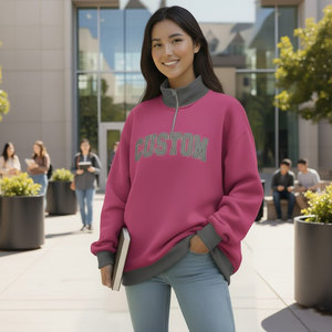 Personnalisé femmes hiver avant col montant fermeture éclair 340g Spandex/coton non doublé Campus Wear sweat en gros imprimé Delta - Product Image 2