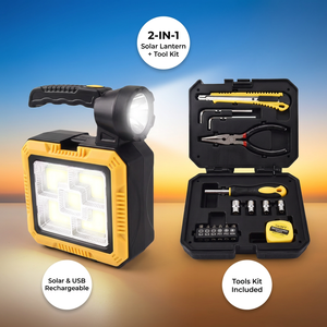 Linterna <span class=keywords><strong>Solar</strong></span> de Camping con Herramientas Farol Portátil con Kit Incorporado Luz <span class=keywords><strong>LED</strong></span> de Gran Potencia para Exteriores Carga USB de Emergencia - Product Image 1