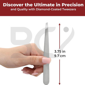 Punta inclinada recubierta de diamante Uso de la más alta calidad en salón para belleza personal Pinzas multifuncionales de acero inoxidable para cejas - Product Image 2