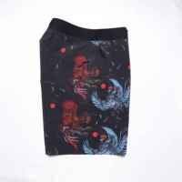 Shorts d'été surdimensionnés en coton lourd, imprimé intégral avec des flammes, style hip-hop, respirant et effet superposé