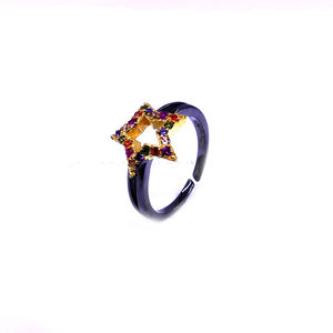 Bijoux en argent sterling 925 plaqué or à la mode Multi Color Gemstone Women Classic Star Ring - Product Image 3