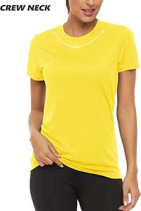 Camiseta sencilla informal para mujer con cuello redondo, camisetas de punto transpirables para mujer, poliéster 100% con impresión por sublimación - Product Image 3