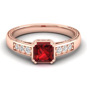 Reyes แหวนพลอยโกเมน0.75กะรัตฝังเพชรมรกตแท้14K 18K 22K แหวนหมั้นแหวนทองเพชรโมอิส