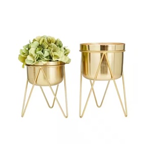 Metal Planter Stand with Removeable Bucket Style Pot Gold Color Available in Wholesale Price From Top Listed Exporter - Product Image 4