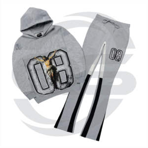 Vente en gros de survêtements de course vierges avec logo personnalisé ensemble de sweats à capuche deux pièces Jogger hommes survêtements - Product Image 4