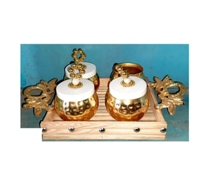 Boîte à fruits secs en cuivre avec plateau en métal solide à 2 sections Boîte à fruits secs pour accessoires de cuisine avec vente - Product Image 4