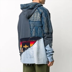 Punchin เสื้อฮู้ดลำลองสำหรับผู้ชาย, เสื้อกีฬาแขนยาวแบบสวมหัวสีตัดกันมีกระเป๋าเย็บสีตัดกัน - Product Image 5