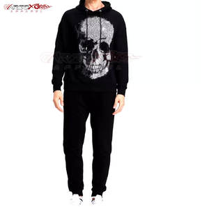 Men Performance Tracksuit With <b>Rhinestone</b> Trim And Zip <b>Jacket</b> For Sport Or Fashion Use Full Set Men <b>Rhinestone</b> Tracksuit - Product Image 1