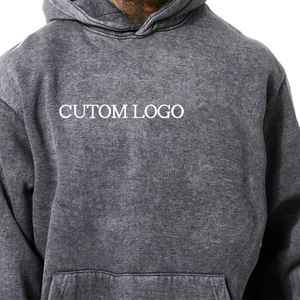 Sweat à capuche surdimensionné en éponge française 420 GSM 100% coton délavé à l'acide Style vintage unisexe Logo personnalisé hommes femmes à capuche - Product Image 3