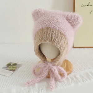 Bonnet d'hiver pour enfants, coupe-vent, anti-froid, en polaire tricoté, pour garçons et filles, avec oreilles de chat, design pour l'extérieur, la plage, décontracté, bébé - Product Image 6