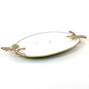 Bandeja de Servicio de Aluminio Moderna de Alta Calidad para Restaurante, Dorada y Blanca, Esmaltada, Decorativa, Personalizable, Apta para Lavavajillas - Product Image 3