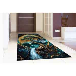 3D Tree of Life <b>Rug</b>, Teal Gold Marble Pattern Floor Mat,<b>Chenille</b> <b>Rug</b> - Product Image 4