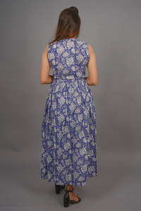 Vestido de Algodón Estampado a Mano con Estampado Floral, Largo Maxi, Sostenible para Invierno y Otoño - Product Image 4