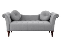 Canapé carré moderne Kamilla, fauteuil deux places, structure en teck massif avec tissu en velours gris, coussins doux pour salon