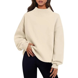 Regular Fit Casual Half High Neck <b>Pullover</b> <b>Men</b> Split Wide Fleece Solid Color Eco-Friendly Breathable Winter Sweatshirt - Product Image 5