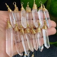 Pendentif en cristal de quartz grainé de Lemuria, enveloppé de fil, à haute vibration, fait main, pierre de guérison Feng Shui pour la méditation