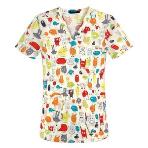 Acheter en gros col en V design jogger style imprimé gommages gommages médicaux infirmière à manches courtes ensemble de gommage tissu polyester - Product Image 6