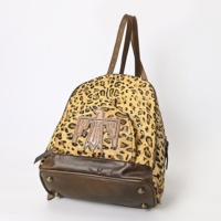 Leopardenmuster Rindsleder Damen Leichter Reiserucksack Bohemian National