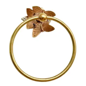 Handmade Bulk Traditional Gold Solid Brass Butterfly Luxurious Towel Ring Towel Hanger for Bathroom Accessories BWH-04/56868