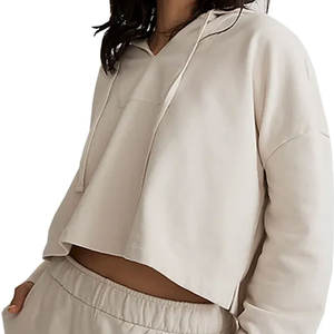 Sudadera con Capucha Corta de Gran Tamaño para Mujer, Estilo Hip Hop, con Etiqueta Personalizada, Bordado e Impresión de Alta Calidad - Product Image 3