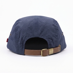 Casquette 5 panneaux personnalisable avec logo, bleu marine, visière en nylon marron, respirante, imperméable, réglable, unisexe, décontractée, pour le printemps et l'été - Product Image 3