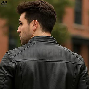 Chaqueta Casual de Invierno RHINOFLEX GEAR, Nuevo Diseño, Cuero Genuino y Lona Transpirable, Cuello Mao, Color Sólido, Logotipo Frontal - Product Image 6