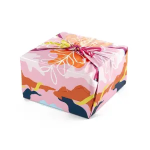 Kunden spezifische bedruckte Blume Factory Supplier Custom Printed Satin Lunch Bag W Verpackungs box Indisches Wickelt uch Baumwolle Furoshiki