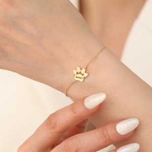 Pulsera de Plata de Ley 925 con Baño de Oro Vermeil de 18K, Personalizada con Huella de Pata, Joyería con Nombre de Mascota, Regalo Hecho a Mano para Amantes de los Animales - Product Image 2