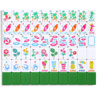 Jeu de Mahjong Yunjing Thème Surf Estival Tropical, Tuiles en Mélamine Vert Transparent Cristal Américain à Design Multi-Couches, Table Optionnelle